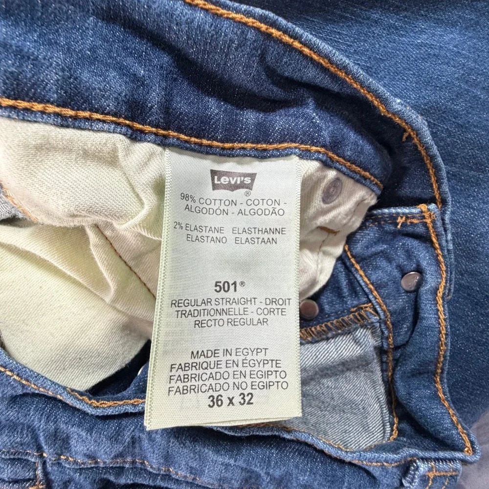 Levis‎ 501 Original Fit Mens 34x30 Dark Wash Blue Straight Leg Button Fly Jeans